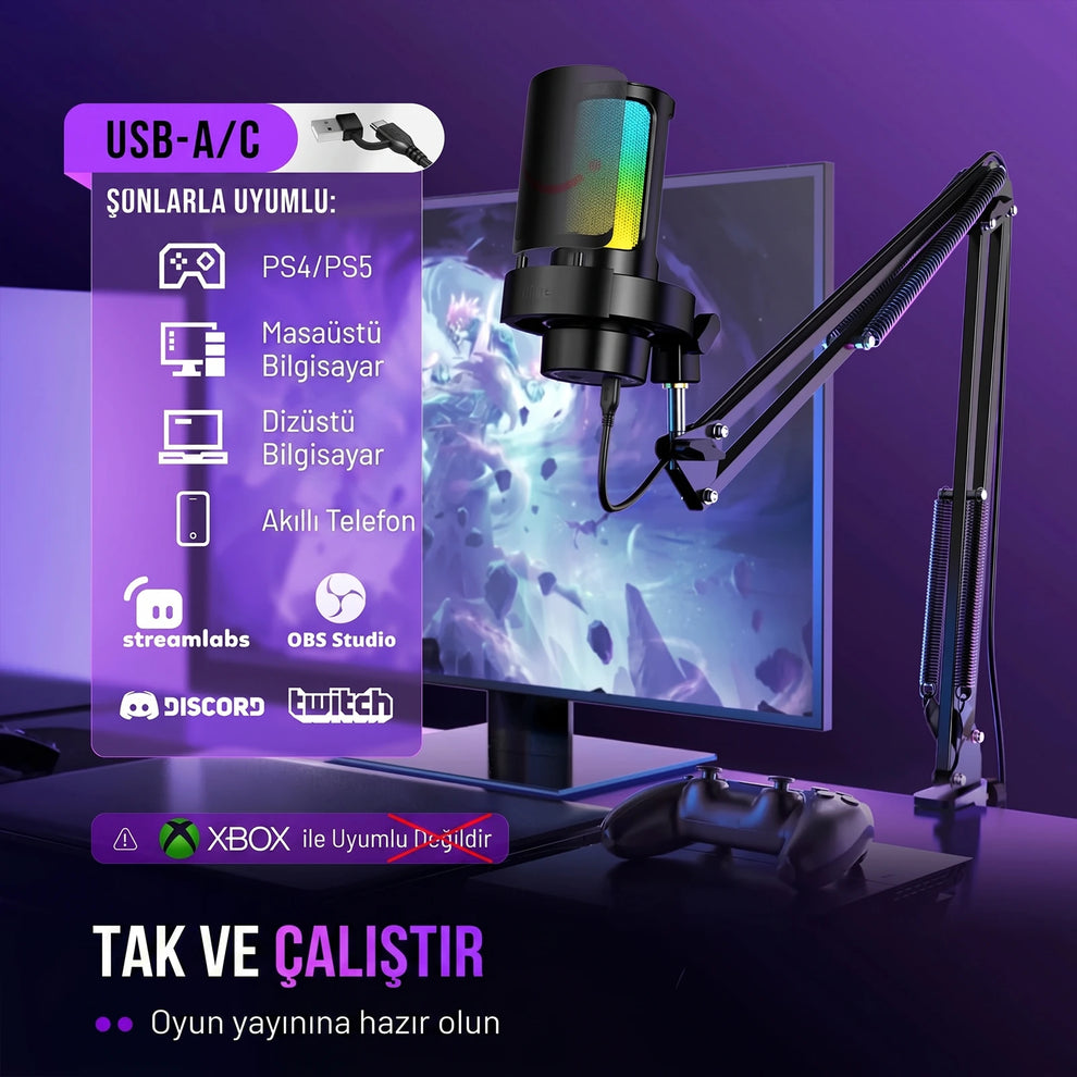 Fifine A8T Tak ve Çalıştır Evrensel Uyumluluk