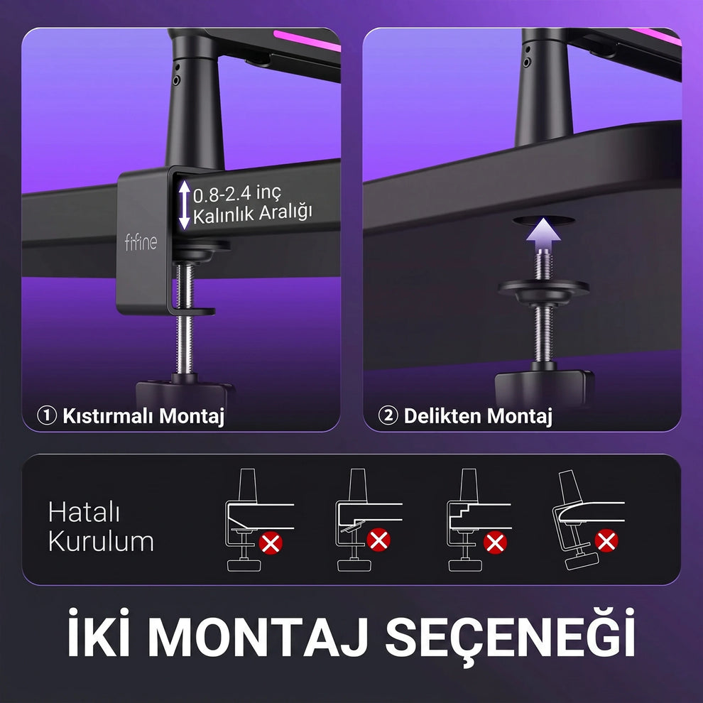 Fifine BM88PRO İki Farklı Montaj Seçeneği